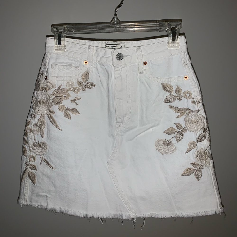 Abercrombie & Fitch Floral Denim Skirt